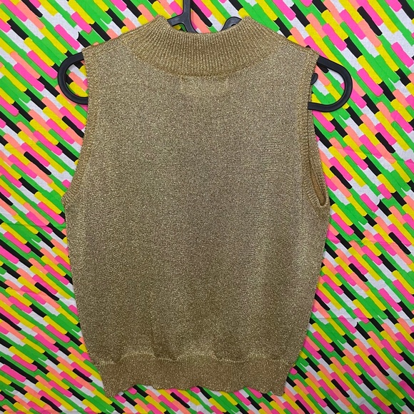Vintage Petite Sophisticate Gold Turtle Neck Tank Top - Picture 2 of 3